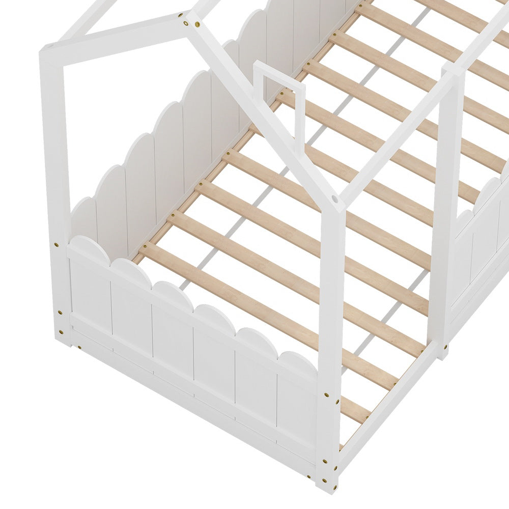 Korra Bed Frame Wooden Kids House Single Frame White KORI