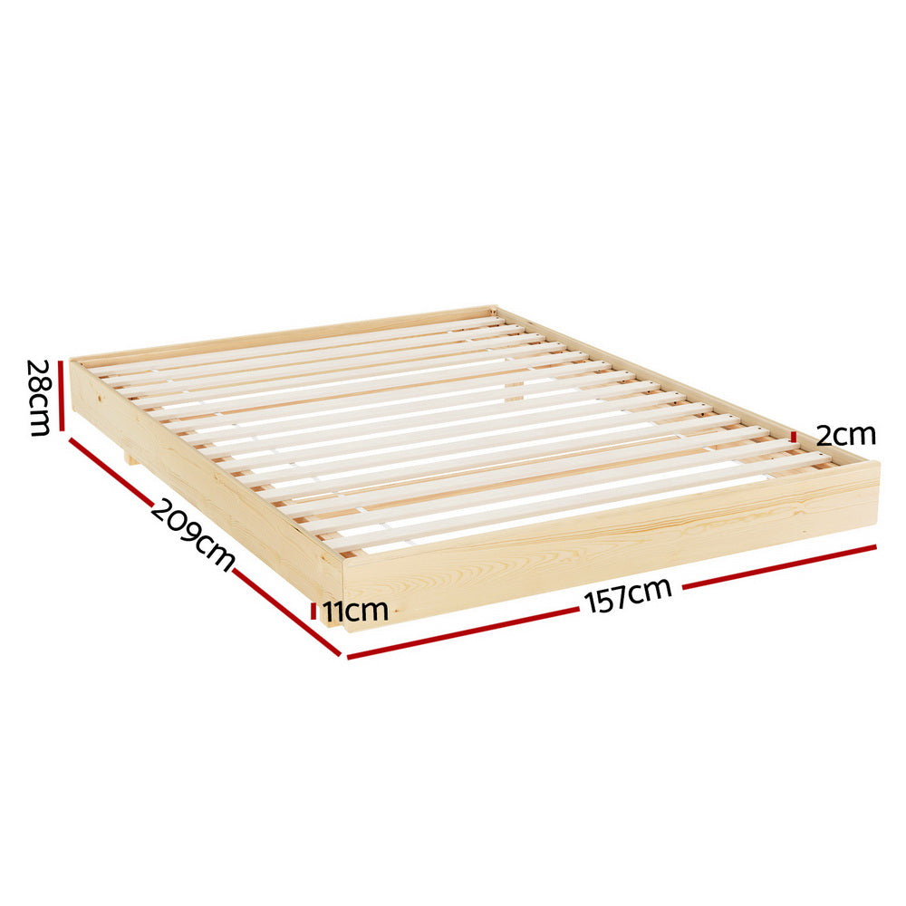 Korra Bed Frame Queen Size Floating Wooden Mattress Base Platform Timber ODIN