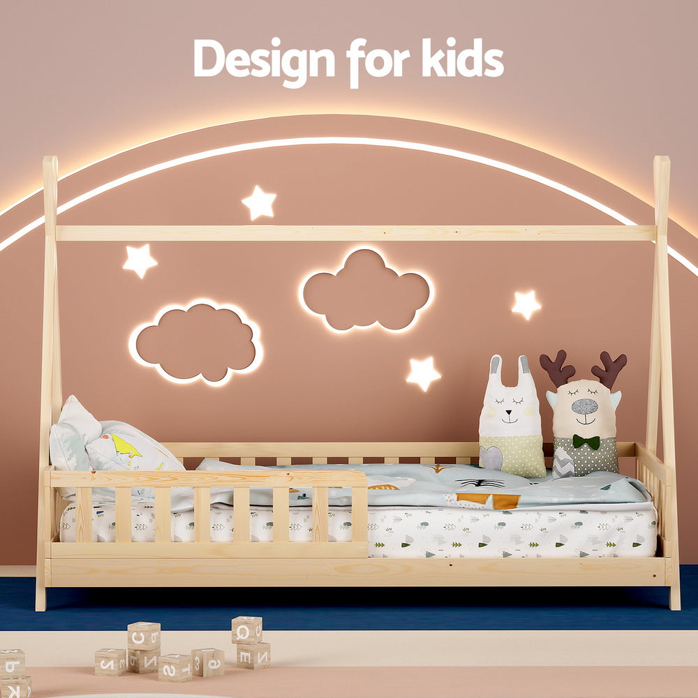Korra Bed Frame Wooden Kids House Frames Oak PUAH