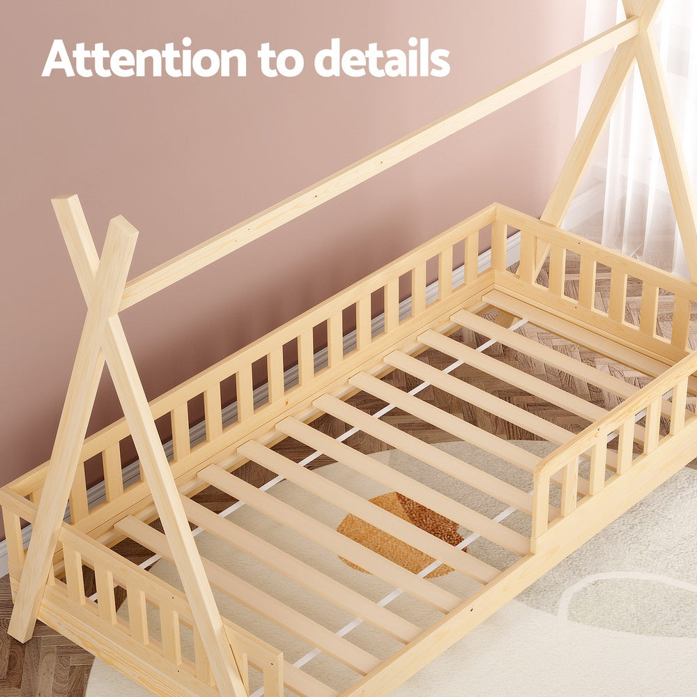 Korra Bed Frame Wooden Kids House Frames Oak PUAH