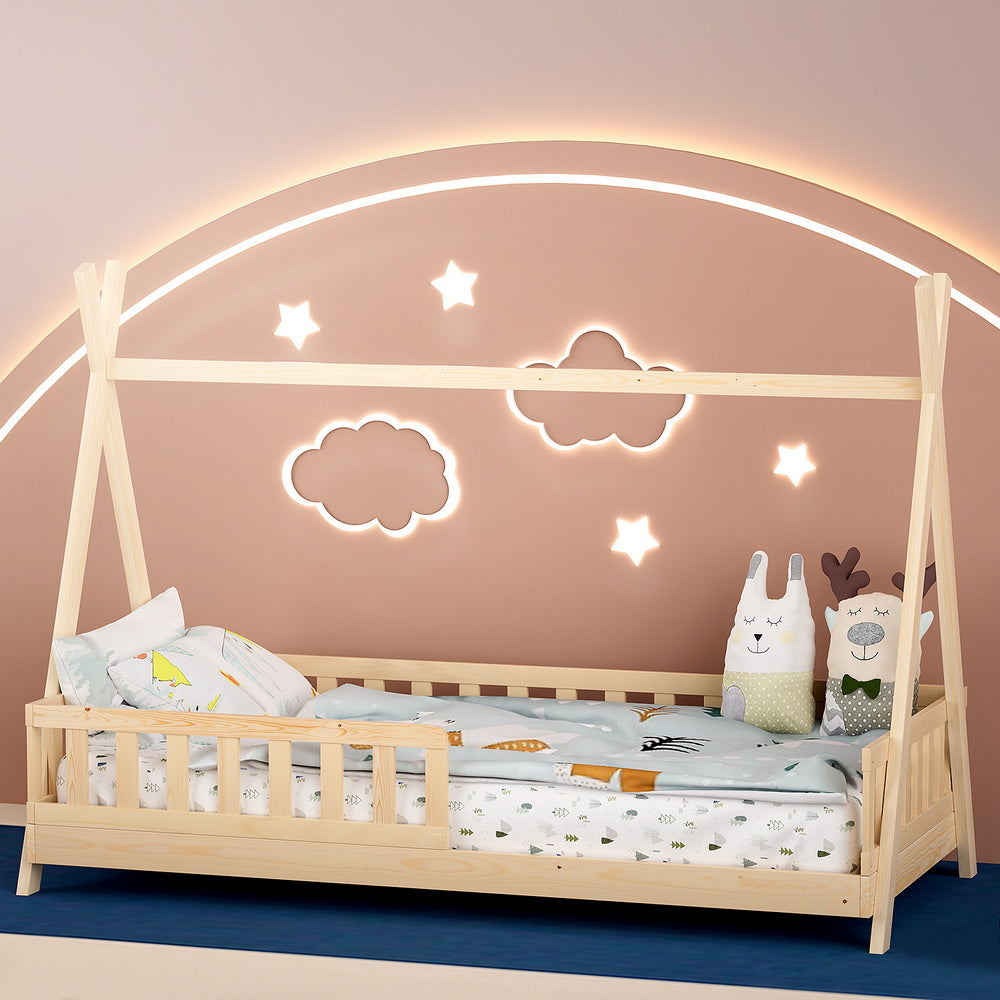 Korra Bed Frame Wooden Kids House Frames Oak PUAH