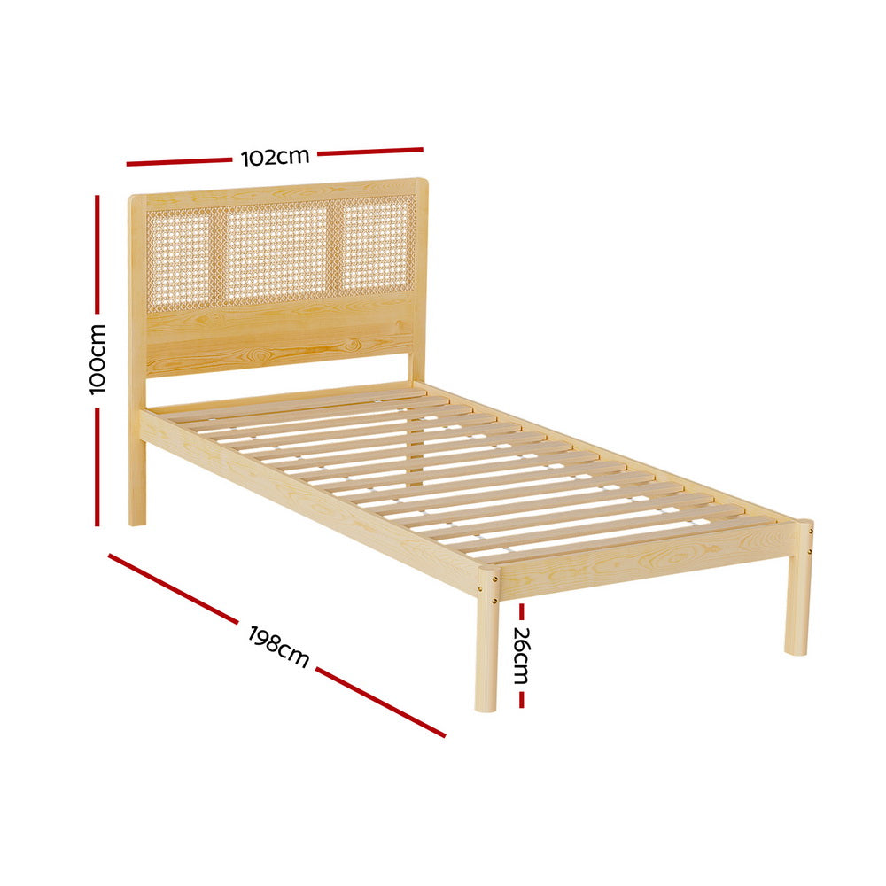 Korra Bed Frame Single Size Rattan Wooden RITA