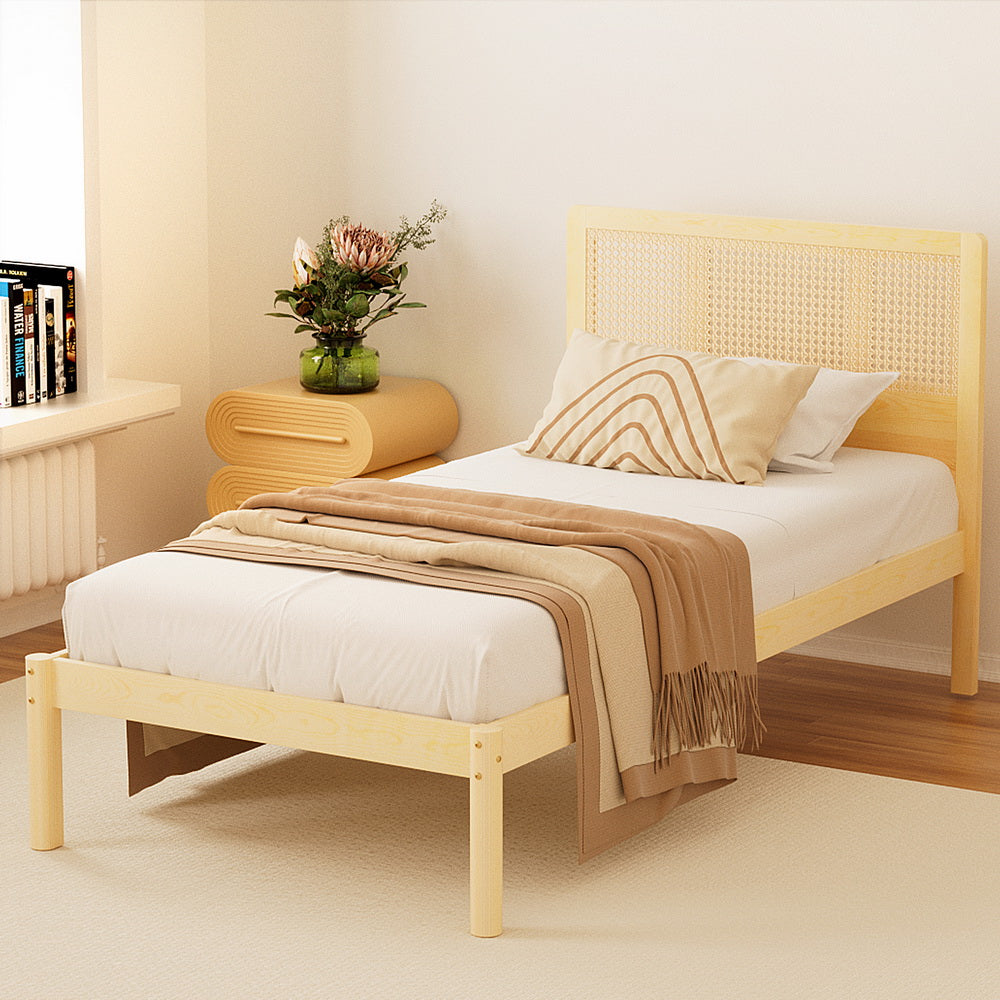 Korra Bed Frame Single Size Rattan Wooden RITA