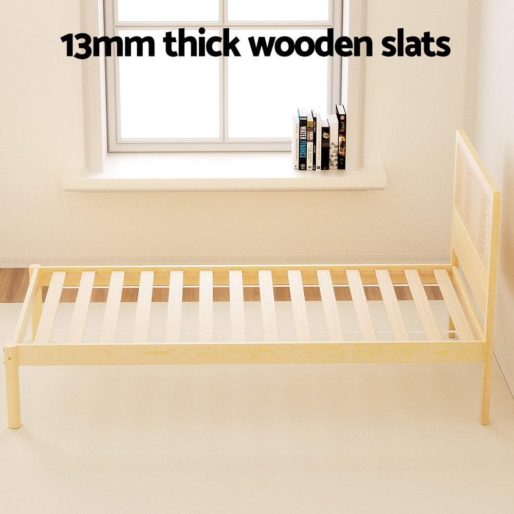 Korra Bed Frame Single Size Rattan Wooden RITA