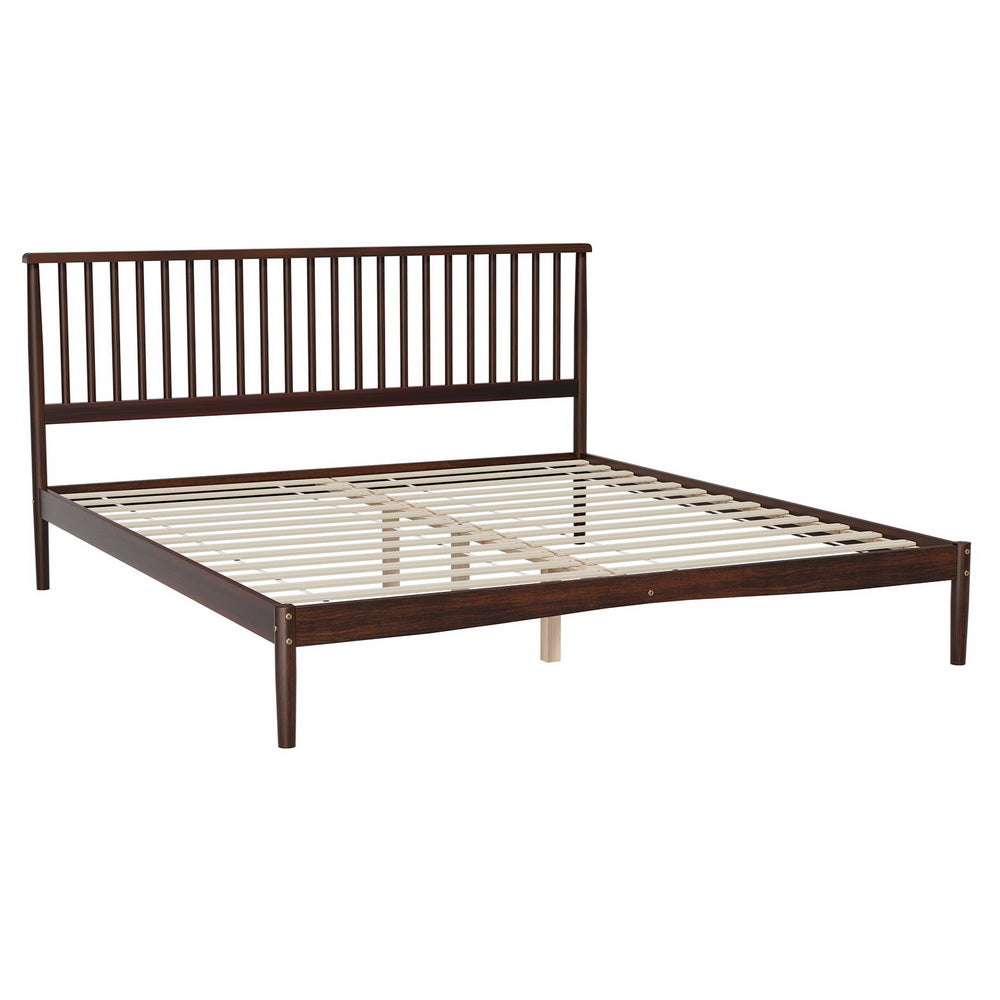 Korra Bed Frame King Size Wooden Base Mattress Platform Timber Walnut VISE
