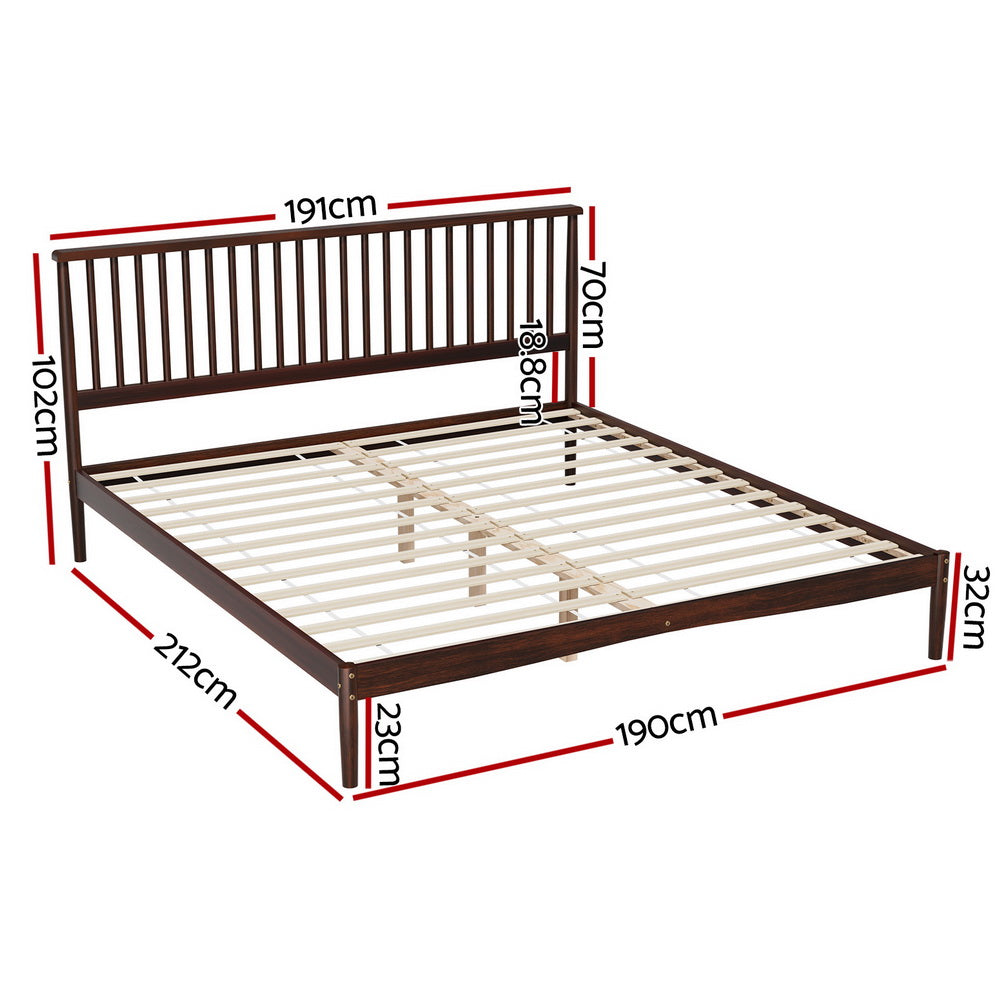 Korra Bed Frame King Size Wooden Base Mattress Platform Timber Walnut VISE