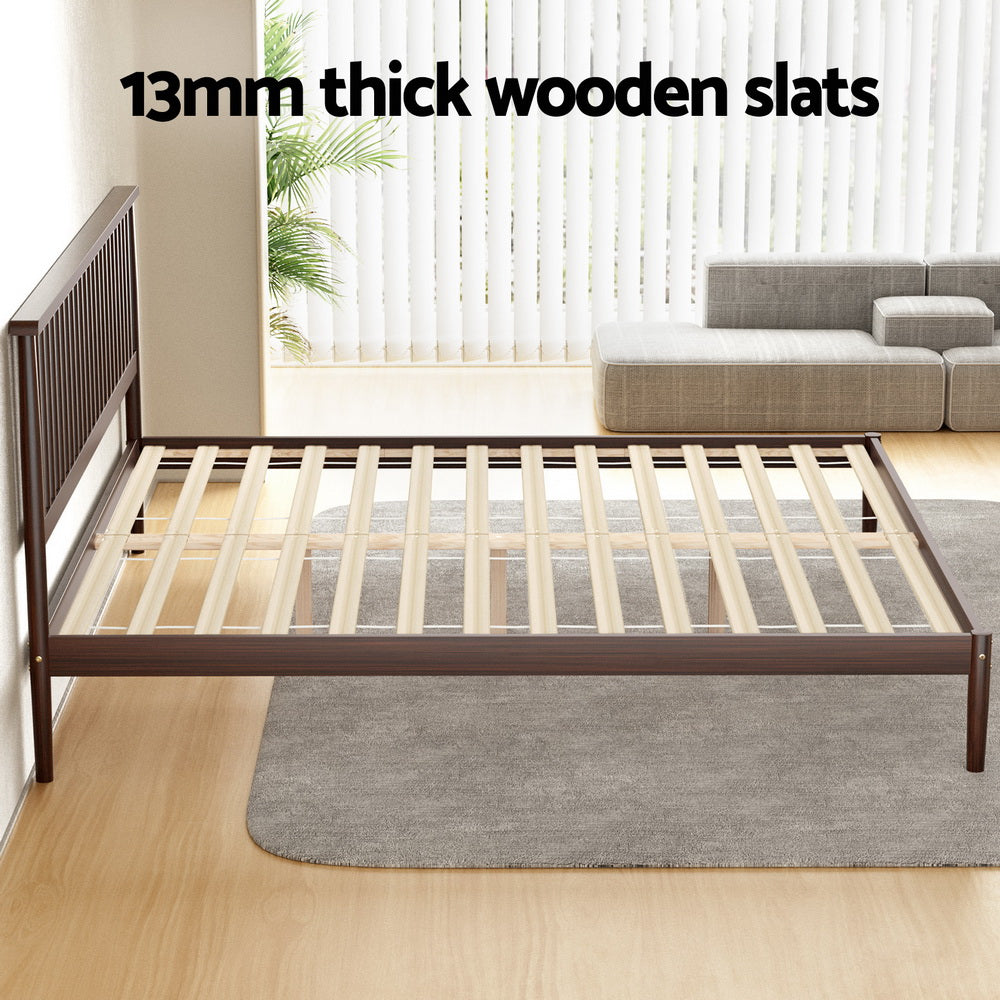 Korra Bed Frame King Size Wooden Base Mattress Platform Timber Walnut VISE
