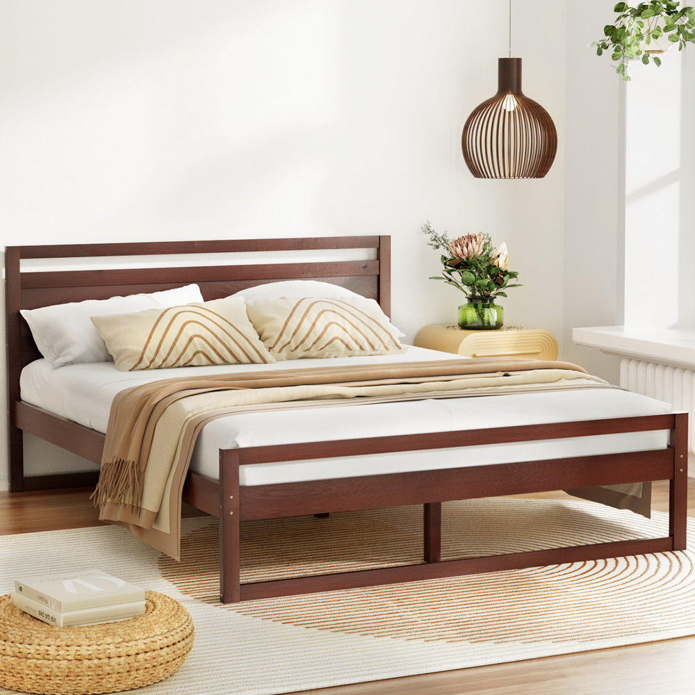 Korra Bed Frame Double Size Wooden Walnut WITTON
