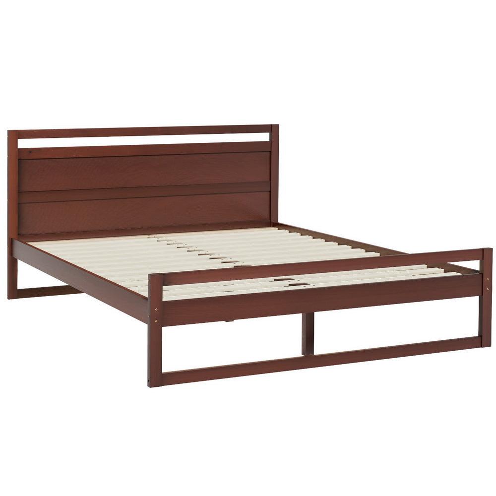 Korra Bed Frame Queen Size Wooden Walnut WITTON