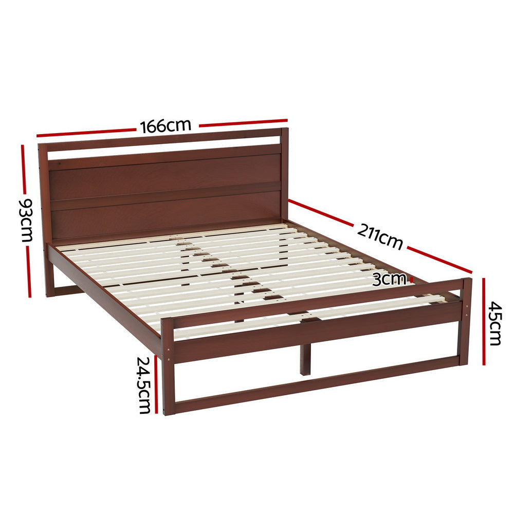 Korra Bed Frame Queen Size Wooden Walnut WITTON
