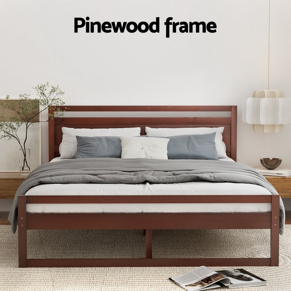 Korra Bed Frame Queen Size Wooden Walnut WITTON