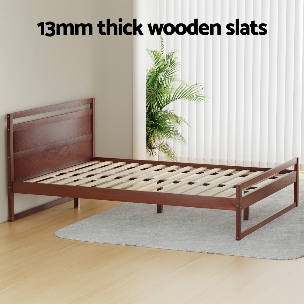 Korra Bed Frame Queen Size Wooden Walnut WITTON